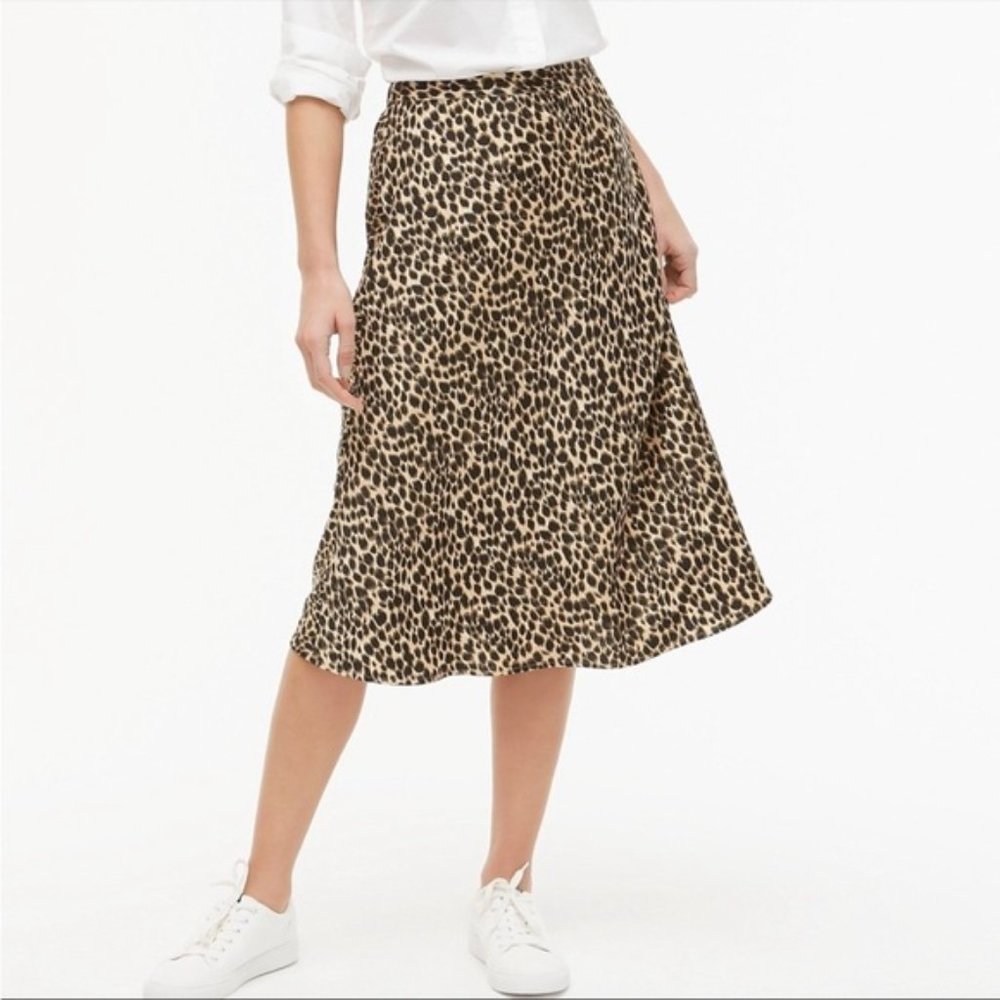 J Crew || leopard print midi skirt